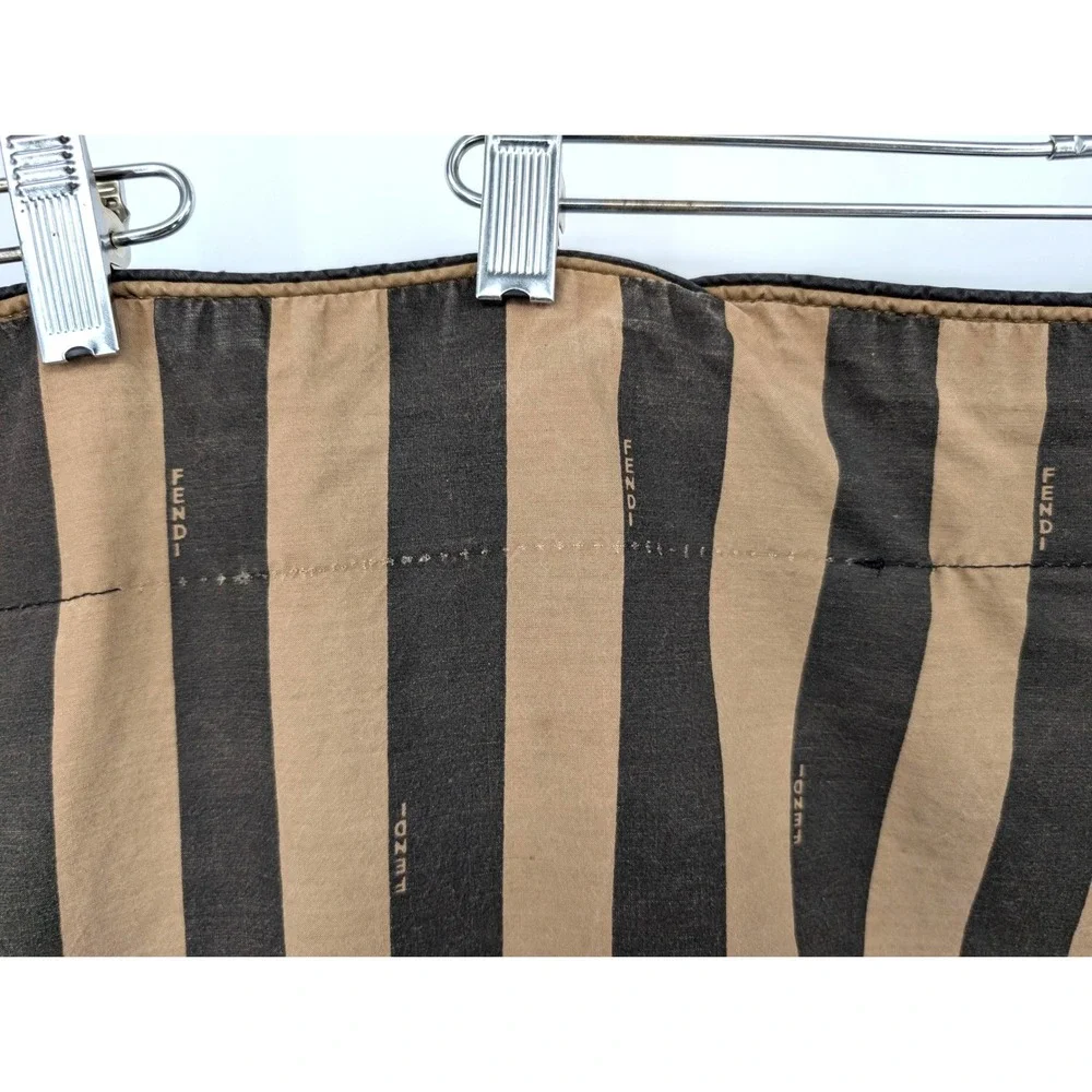 Vintage Fendi Roma Set of 2 Pillow Shams Brown Pequin Stripe Logo 26x22